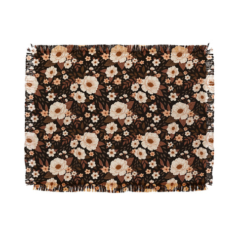 Avenie Delicate Deep Autumn Floral Throw Blanket