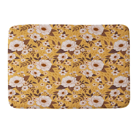 Avenie Delicate Fall Florals Memory Foam Bath Mat