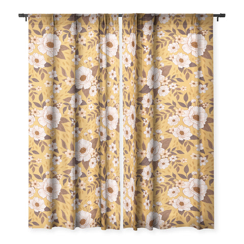 Avenie Delicate Fall Florals Sheer Non Repeat