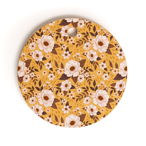 Avenie Delicate Fall Florals Cutting Board Round
