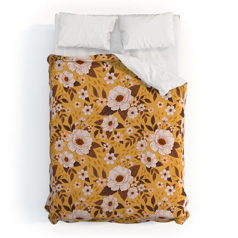 Avenie Delicate Fall Florals Duvet Cover