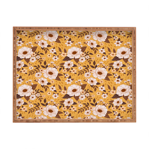 Avenie Delicate Fall Florals Rectangular Tray