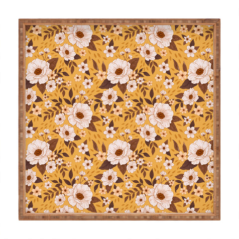 Avenie Delicate Fall Florals Square Tray