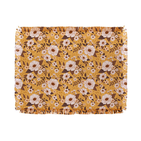 Avenie Delicate Fall Florals Throw Blanket