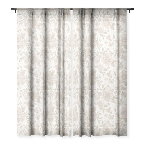 Avenie Delicate Flowers Sheer Window Curtain