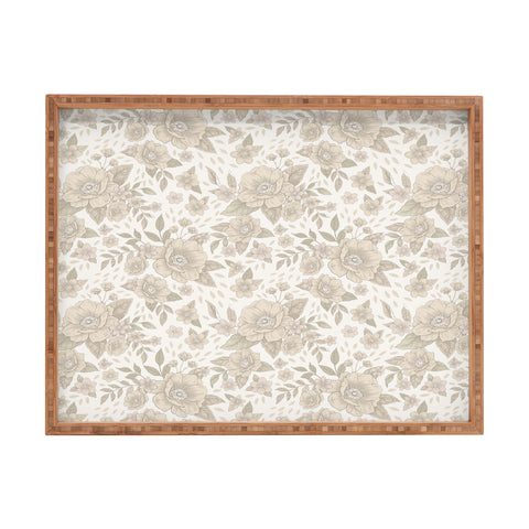 Avenie Delicate Flowers Rectangular Tray