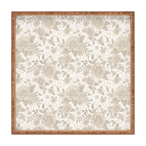 Avenie Delicate Flowers Square Tray