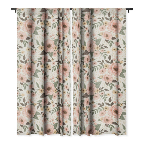 Avenie Delicate Pink Flowers Blackout Non Repeat