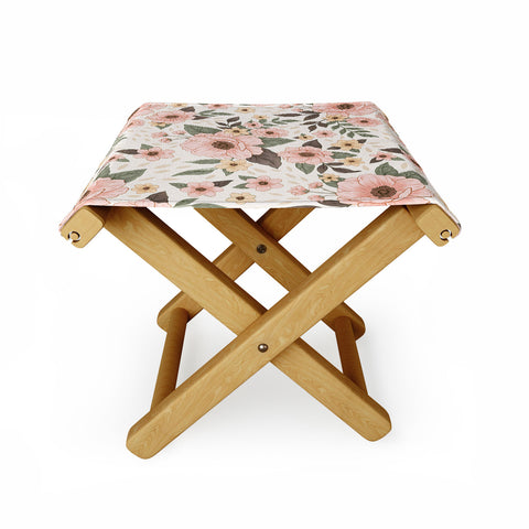 Avenie Delicate Pink Flowers Folding Stool