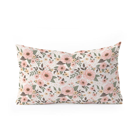 Avenie Delicate Pink Flowers Oblong Throw Pillow
