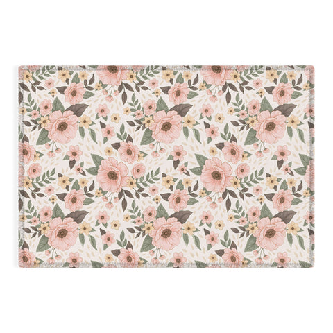 Avenie Delicate Pink Flowers Outdoor Rug