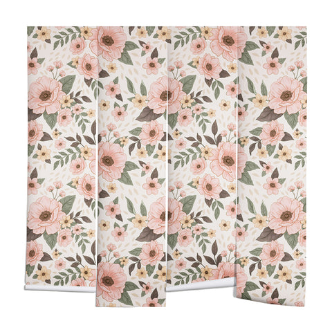 Avenie Delicate Pink Flowers Wall Mural
