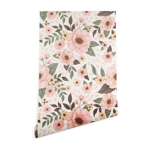 Avenie Delicate Pink Flowers Wallpaper