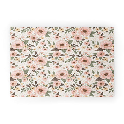 Avenie Delicate Pink Flowers Welcome Mat