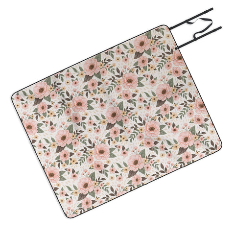 Avenie Delicate Pink Flowers Picnic Blanket