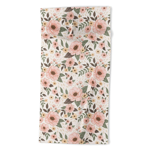 Avenie Delicate Pink Flowers Beach Towel