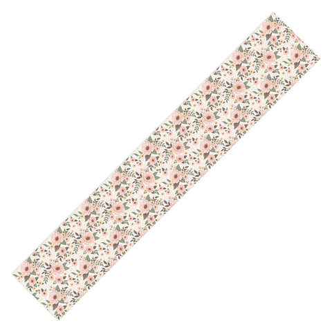 Avenie Delicate Pink Flowers Table Runner