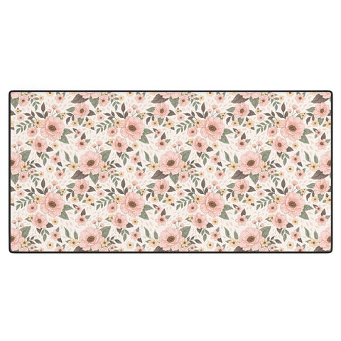 Avenie Delicate Pink Flowers Desk Mat