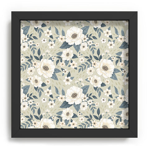 Avenie Delicate Sage Flowers Recessed Framing Square