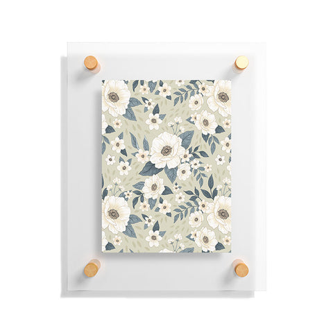 Avenie Delicate Sage Flowers Floating Acrylic Print