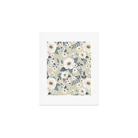 Avenie Delicate Sage Flowers Art Print