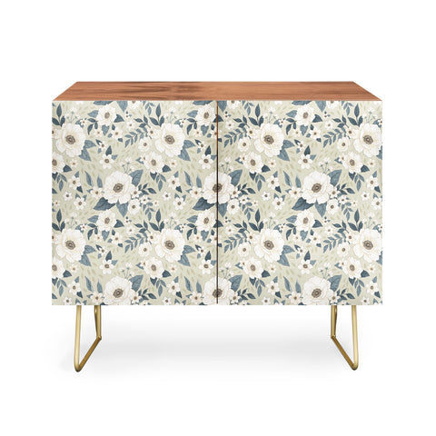 Avenie Delicate Sage Flowers Credenza