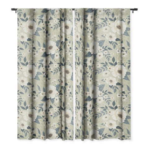 Avenie Delicate Sage Flowers Blackout Non Repeat