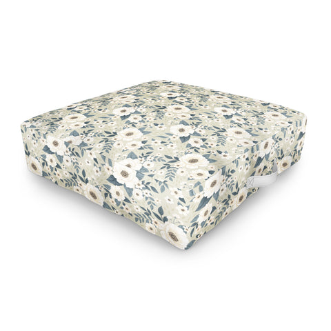 Avenie Delicate Sage Flowers Outdoor Floor Cushion