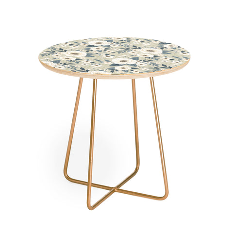 Avenie Delicate Sage Flowers Round Side Table