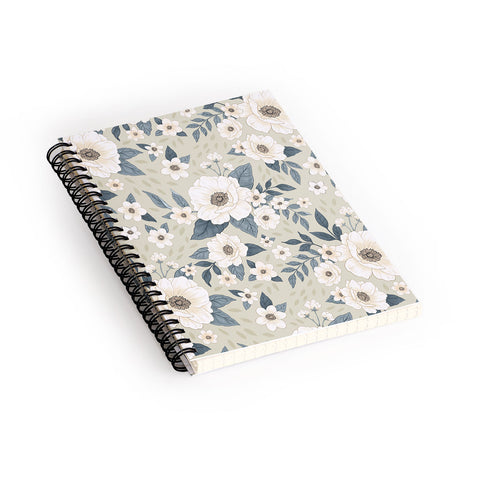 Avenie Delicate Sage Flowers Spiral Notebook