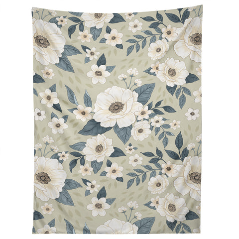 Avenie Delicate Sage Flowers Tapestry