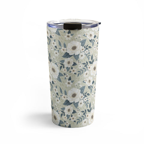 Avenie Delicate Sage Flowers Travel Mug