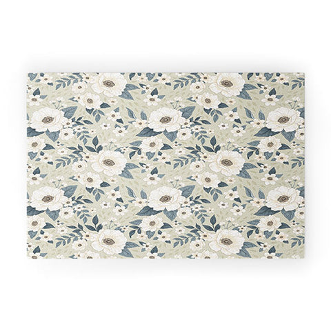 Avenie Delicate Sage Flowers Welcome Mat