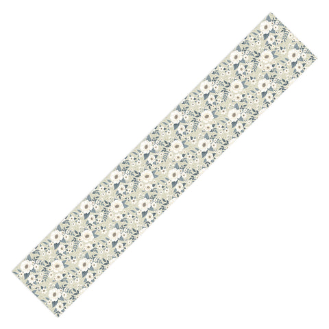 Avenie Delicate Sage Flowers Table Runner