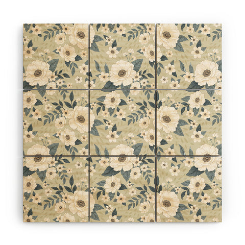 Avenie Delicate Sage Flowers Wood Wall Mural