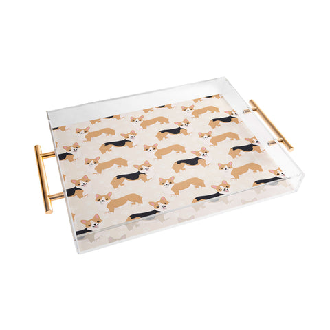 Avenie Dog Pattern Corgi Acrylic Tray