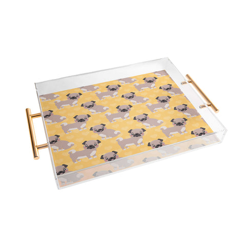 Avenie Dog Pattern Pugs Acrylic Tray