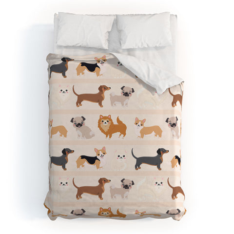 Avenie Dogs n a Row Pattern Duvet Cover