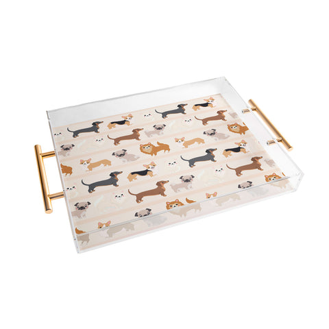 Avenie Dogs n a Row Pattern Acrylic Tray