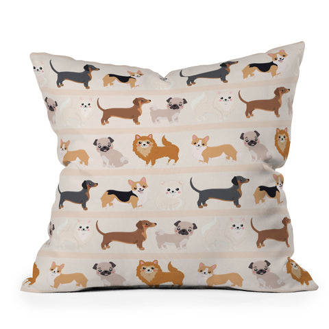 Avenie Dogs n a Row Pattern Outdoor Throw Pillow