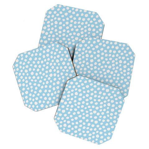 Avenie Dots Pattern Blue Coaster Set