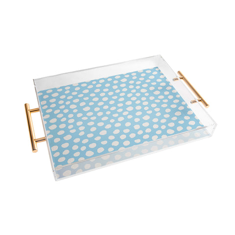 Avenie Dots Pattern Blue Acrylic Tray