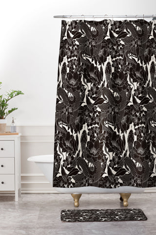 Avenie Enchanted Snake Block Print Shower Curtain And Mat