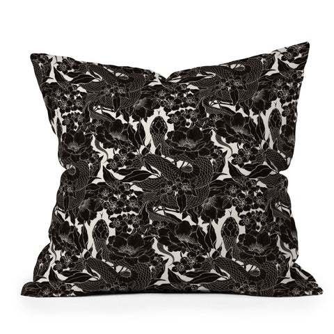 Avenie Enchanted Snake Block Print Outdoor Throw Pillow