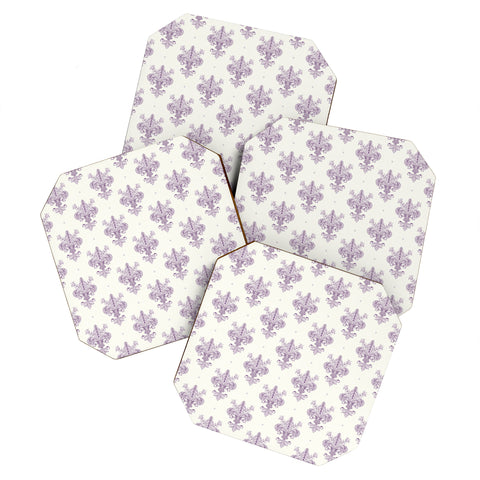 Avenie Fleur De Lis French Lavender Coaster Set