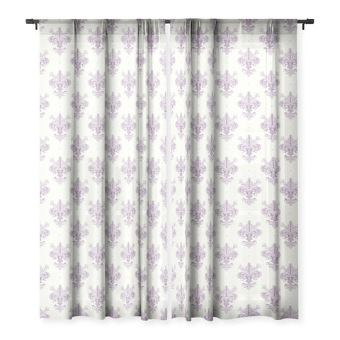 Avenie Fleur De Lis French Lavender Sheer Window Curtain