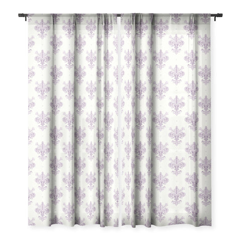 Avenie Fleur De Lis French Lavender Sheer Window Curtain