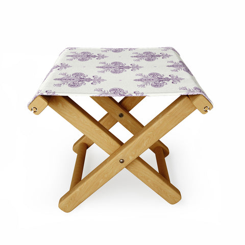 Avenie Fleur De Lis French Lavender Folding Stool