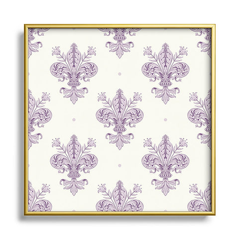 Avenie Fleur De Lis French Lavender Square Metal Framed Art Print