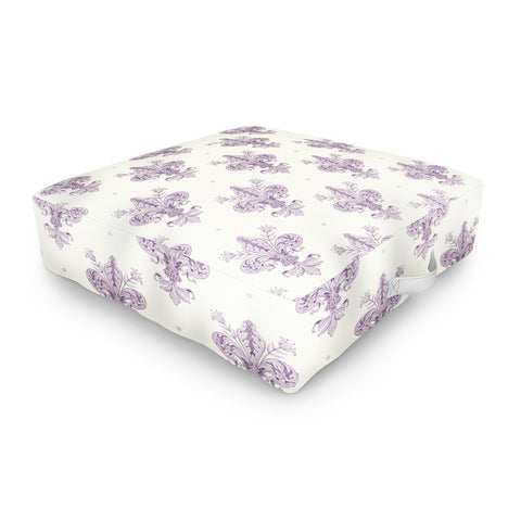 Avenie Fleur De Lis French Lavender Outdoor Floor Cushion